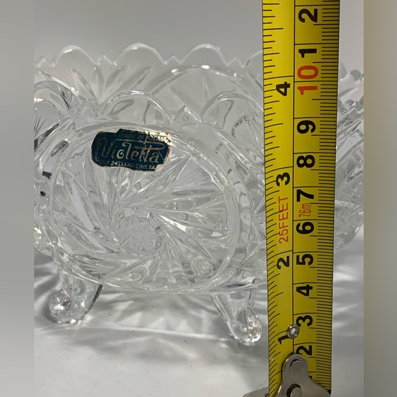 VIOLETTA POLAND HAND CUT 24% LEAD CRYSTAL OVAL FOOTED BOWL - Picture 8 of 9